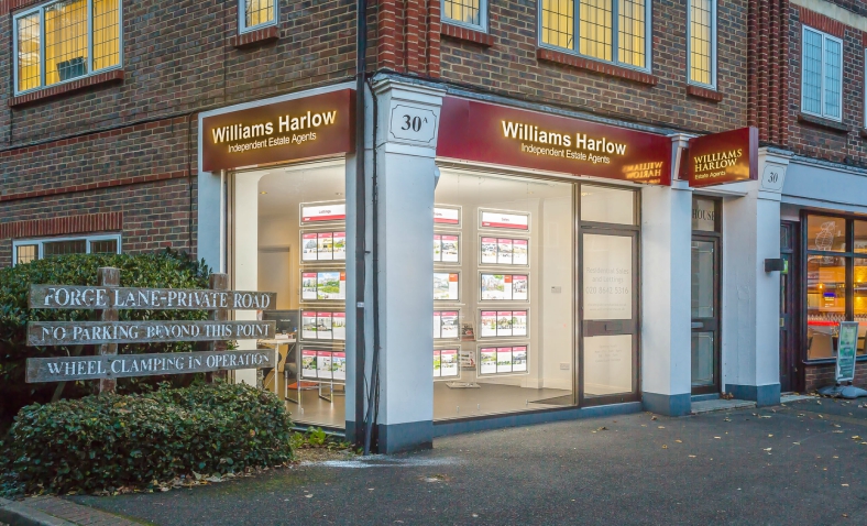 Exterior of Williams Harlow Estate Agents in Cheam.